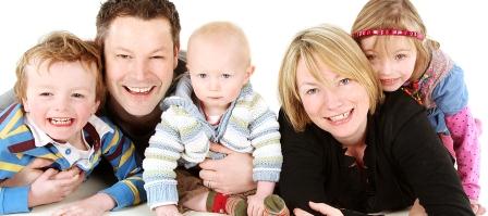 Evie Read with parents and brother
